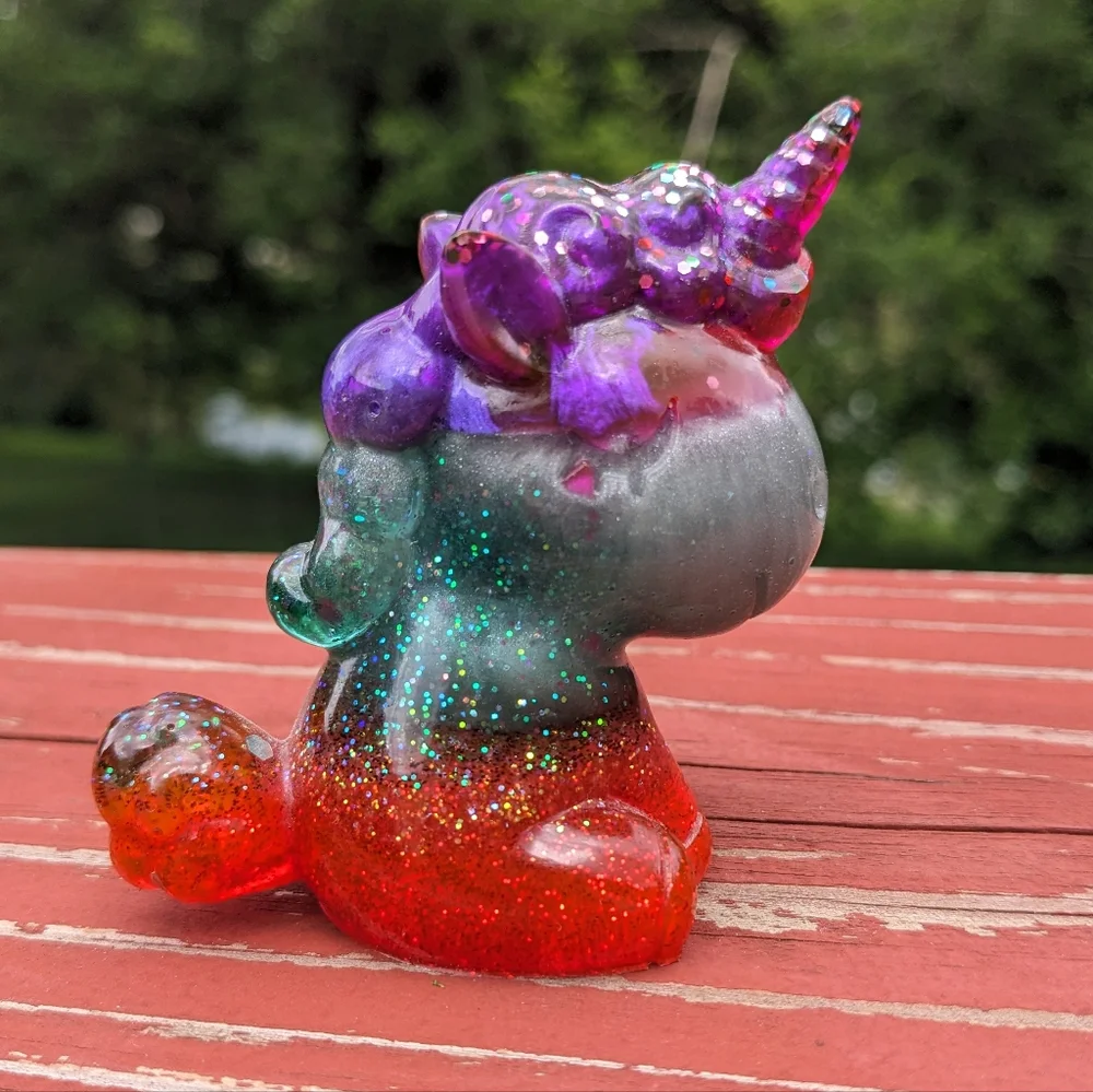 Unicorn Set Three Cute Kawaii Gift Handmade Epoxy Resin Glitter Colorful Rainbow - Picture 13 of 15